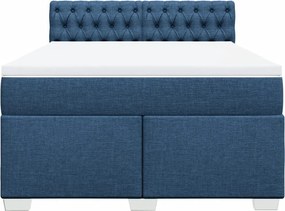 vidaXL Κρεβάτι Boxspring με Στρώμα Μπλε 160x200 εκ. Υφασμάτινο