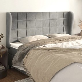 Κεφαλάρι με Πτερύγια Ανοιχτό Γκρι 183x23x118/128 εκ. Βελούδινο 3118016