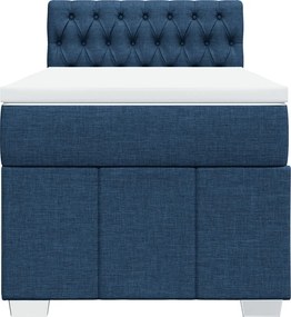 vidaXL Κρεβάτι Boxspring με Στρώμα Μπλε 100 x 200 εκ. Υφασμάτινο