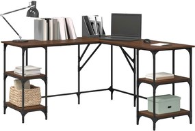 vidaXL Γραφείο Καφέ Δρυς 139x139x75 εκ. από Επεξεργασμένο Ξύλο