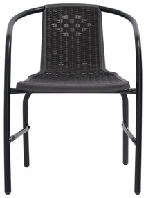 Καρέκλες Κήπου 2 τεμ. Πλαστικές από Ρατάν και Ατσάλι 110 κ. - Μαύρο