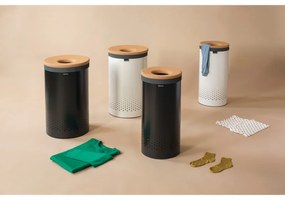 Καλάθι πλυντηρίου Brabantia 1000826, 60 l, Καπάκι από φελλό, Πλήρωση χωρίς άνοιγμα, οπές εξαερισμού, Μαύρο