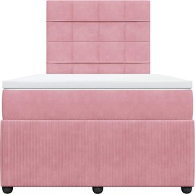 vidaXL Κρεβάτι Boxspring με Στρώμα Ροζ 120x190 εκ. Βελούδινο