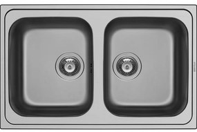Pyramis Athena Extra 2B Ανοξείδωτος Ένθετος Νεροχύτης Σαγρέ Με 2 Γούρνες 79x50 cm