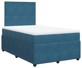 vidaXL Κρεβάτι Boxspring με Στρώμα Μπλε 120x190 εκ. Βελούδινο