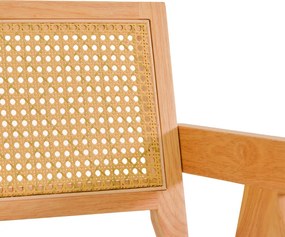 Πολυθρόνα Winslow pakoworld rubberwood σε φυσική απόχρωση-ύφασμα λευκό 51x55x80εκ