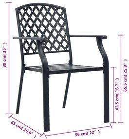vidaXL Καρέκλες Εξωτερικού Χώρου με Πλέγμα 4 τεμ. Μαύρες Ατσάλινες