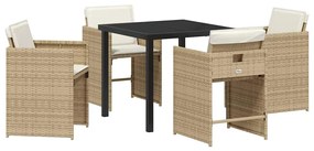 vidaXL Σέτ φαγητού για κήπο με μαξιλάρι 5 pcs Μπεζ Πολυ ράταν