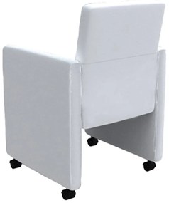 Καρέκλες Τραπεζαρίας 6 τεμ. Λευκές από Δερματίνη - Λευκό