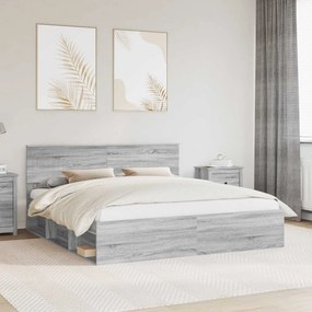 vidaXL Σκελετός Κρεβατιού Γκρι Sonoma 180 x 200 cm