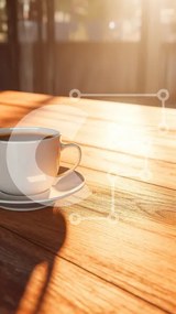 Intra Συλλεκτικό Ξύλινο Παζλ Plywood 4mm - Φλιτζάνι καφέ σε ένα ξύλινο τραπέζι Σε Ξύλινο Κουτί - Διαστάσεις: 10x10 cm – 25 κομμάτια