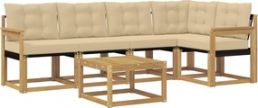 vidaXL Σειρά Καναπέ Εξωτερικού με μαξιλάρι 6 pcs Λευκό και Μπεζ