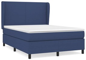 vidaXL Κρεβάτι Boxspring με Στρώμα Μπλε 140x190 εκ. Υφασμάτινο