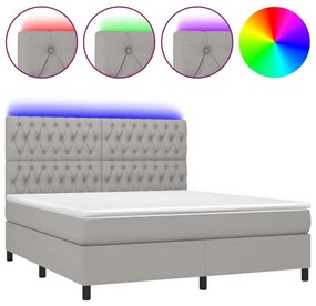 Κρεβάτι Boxspring με Στρώμα &amp; LED Αν.Γκρι 180x200εκ. Υφασμάτινο - Γκρι