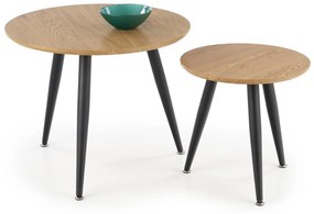 MENTONA 2, set of two coffee tables, color: golden oak / black DIOMMI V-CH-MENTONA_2-LAW DIOMMI-60-21514