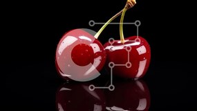 Σετ των 2 Intra Συλλεκτικό Ξύλινο Παζλ Plywood 4mm - Φρέσκα κόκκινα κεράσια σε μαύρο φόντο Σε Ξύλινο Κουτί - Διαστάσεις: 10x10 cm – 25 κομμάτια