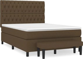 vidaXL Κρεβάτι Boxspring με Στρώμα Σκούρο Καφέ 140x190 εκ. Υφασμάτινο