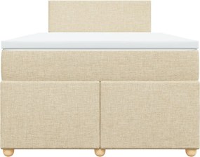vidaXL Κρεβάτι Boxspring με Στρώμα Κρεμ 120x190 εκ. Υφασμάτινο