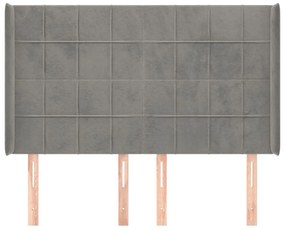 Κεφαλάρι με Πτερύγια Ανοιχτό Γκρι 147x16x118/128 εκ. Βελούδινο 3119628