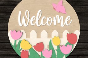 Intra απο ξύλο plywood 3mm-4mm πάχος – Καλώς ήρθατε στο Tulip Garden Sign Cut Laser Δίασταση 40x30 cm INTRAFABR-113396456