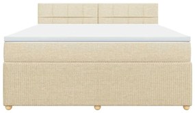 vidaXL Κρεβάτι Boxspring με Στρώμα Κρεμ 180x200 εκ. Υφασμάτινο
