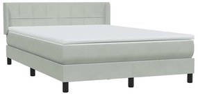 vidaXL Κρεβάτι Boxspring με Στρώμα Ανοιχτό Γκρι 160x210 εκ. Βελούδινο