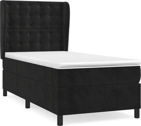 vidaXL Κρεβάτι Boxspring με Στρώμα Μαύρο 90x200 εκ. Βελούδινο