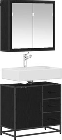vidaXL Σετ Επίπλων Μπάνιου 2 pcs Μαύρη δρυς Επεξεργασμένο ξύλο