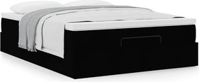 vidaXL Οθωμανικό κρεβάτι με στρώμα Μαύρο 140x200cm Ύφασμα