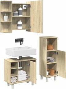 vidaXL Σετ Επίπλων Μπάνιου 3 Τεμαχίων Sonoma Δρυς Επεξεργασμένο Ξύλο