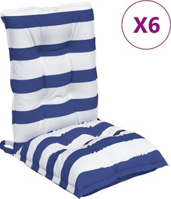 vidaXL Μαξιλάρι Εξωτερικού Χώρου 6 τμχ. Ύφασμα Μπλε και Λευκή Ράβδος