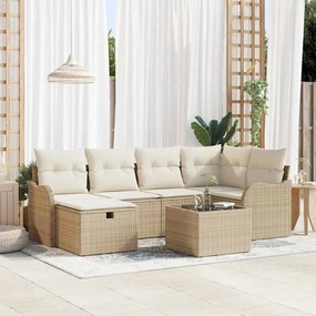 vidaXL Σετ Καναπέ Κήπου 7 pcs μπεζ και κρεμ 232.5 x 122.5 x 85 εκ