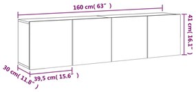 Ντουλάπια Τοίχου Τηλεόρασης 2 Τεμ. Γκρι Sonoma 80 x 30 x 41 εκ. - Γκρι