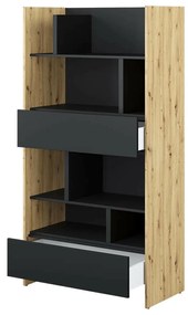 Βιβλιοθήκη Concept Pro Lenart AH153, Ανοιχτό, Με συρτάρια, Πλαστικοποιημένη μοριοσανίδα, Αριθμός συρταριών: 2, 178x92x46cm, 79 kg | Epipla1.gr