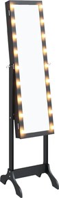 vidaXL Καθρέφτης Επιδαπέδιος με LED Μαύρος 34 x 37 x 146 εκ.