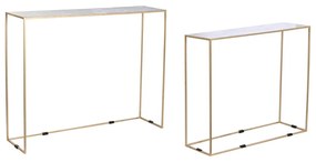 Σετ με 2 τραπέζια DKD Home Decor Λευκό Μαύρο Χρυσό 100 x 28 x 80 cm