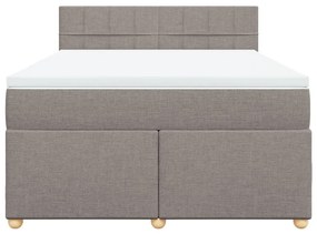 Κρεβάτι Boxspring με Στρώμα Taupe 140x200 εκ. Υφασμάτινο - Μπεζ-Γκρι