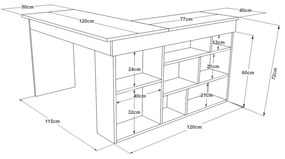 Γραφείο ArteLibre CANN Πεύκο/Ανθρακί Μοριοσανίδα 115x120x72cm