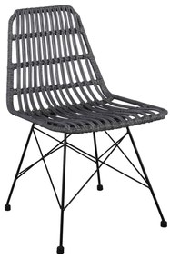 Καρέκλα SALSA Μεταλική Μαύρη/Wicker Γκρι 48x59x80cm (Σετ 4 ΤΕΜ)