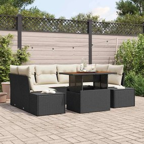 vidaXL Σέτ φαγητού για κήπο 7 pcs Μαύρο, Κρέμα 100 x 55 x 73 εκ