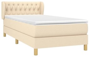 Κρεβάτι Boxspring με Στρώμα Κρεμ 100 x 200 εκ. Υφασμάτινο - Κρεμ