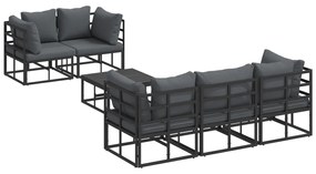 vidaXL Σετ Καναπέ Κήπου 6 pcs Μαύρο 70 x 70 x 32 εκ Αλουμίνιο