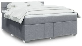 Κρεβάτι Boxspring με Στρώμα Ανοιχτό Γκρι 180x200 εκ. Υφασμάτινο