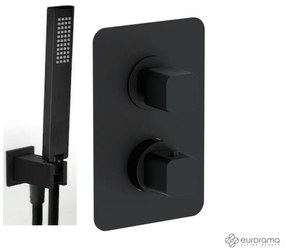 Eurorama QUADRA Thermo Black matt Παροχή νερού+Θερμοστατικός μίκτης εντοιχισμού 2 ή 3 εξόδων με εκτροπέα