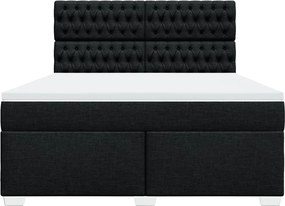 vidaXL Κρεβάτι Boxspring με Στρώμα Μαύρο 180x200 εκ. Υφασμάτινο
