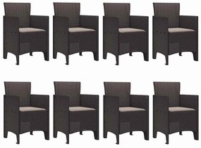 vidaXL Σέτ φαγητού για κήπο 9 pcs Καφέ Rattan Polt