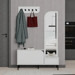 Megapap Έπιπλο Εισόδου Mila Με Κρεμάστρα Λευκό 120x37x171,6εκ.