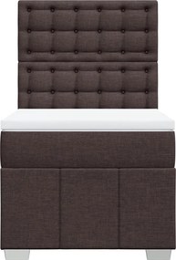 vidaXL Κρεβάτι Boxspring με Στρώμα Σκούρο Καφέ 100x200 εκ. Υφασμάτινο