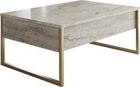 Τραπεζάκι σαλονιού Luxe Megapap χρώμα travertine - χρυσό 90x60x40εκ.