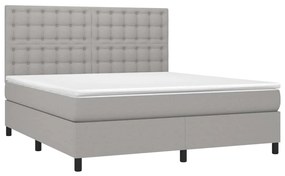 vidaXL Κρεβάτι Boxspring με Στρώμα & LED Αν.Γκρι 160x200εκ. Υφασμάτινο